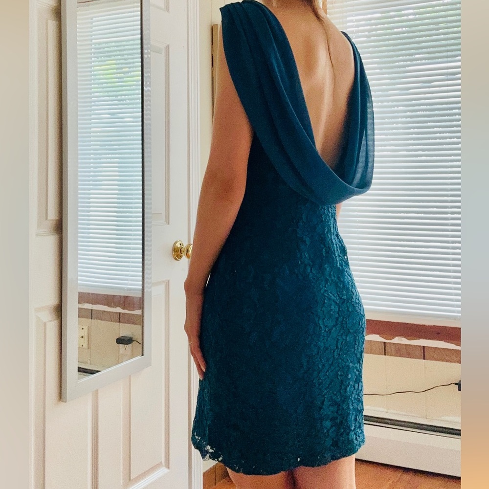 Blue backless dress for petites
